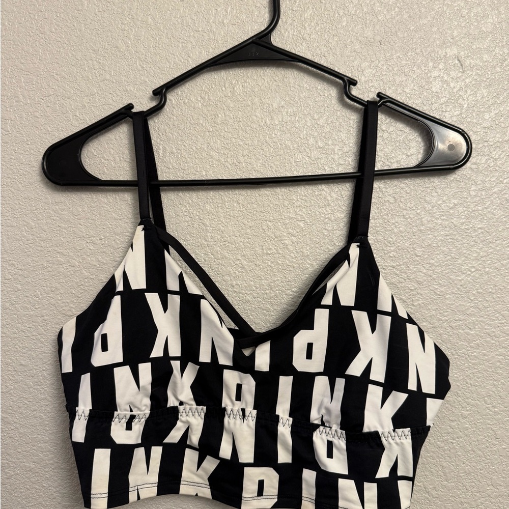 Black and White Pink Bralette/Sports Bra